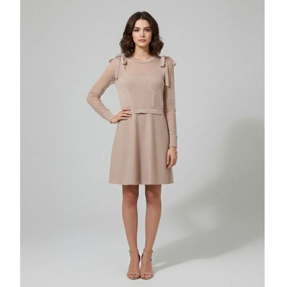 RED VALENTINO Knit & Polka Dot Tulle Mini Dress - Nude/Blush Women's S